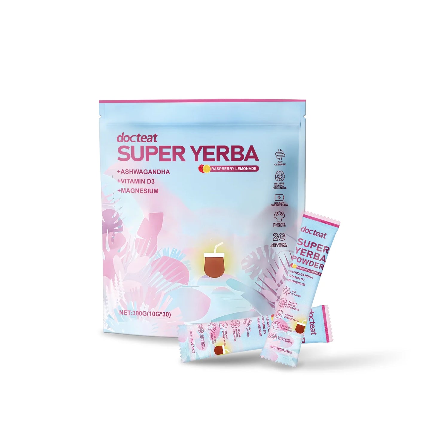 Docteat 300g Yerba Mate Powder Support Energy Relieve Stress Refreshing Flavor Vitamin Supplement Instant Yerba Mate Powder