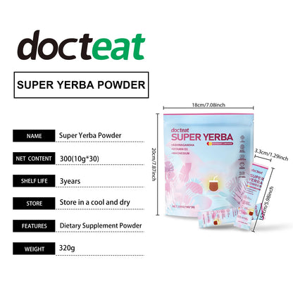 Docteat 300g Yerba Mate Powder Support Energy Relieve Stress Refreshing Flavor Vitamin Supplement Instant Yerba Mate Powder