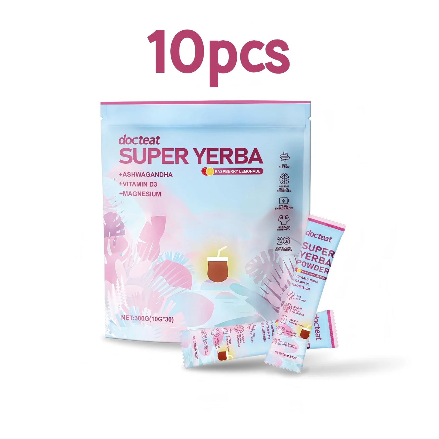 Docteat 300g Yerba Mate Powder Support Energy Relieve Stress Refreshing Flavor Vitamin Supplement Instant Yerba Mate Powder