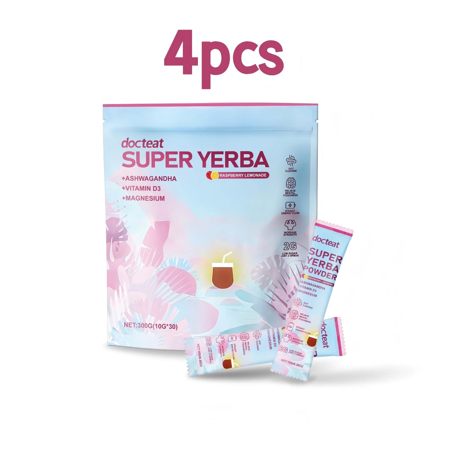 Docteat 300g Yerba Mate Powder Support Energy Relieve Stress Refreshing Flavor Vitamin Supplement Instant Yerba Mate Powder