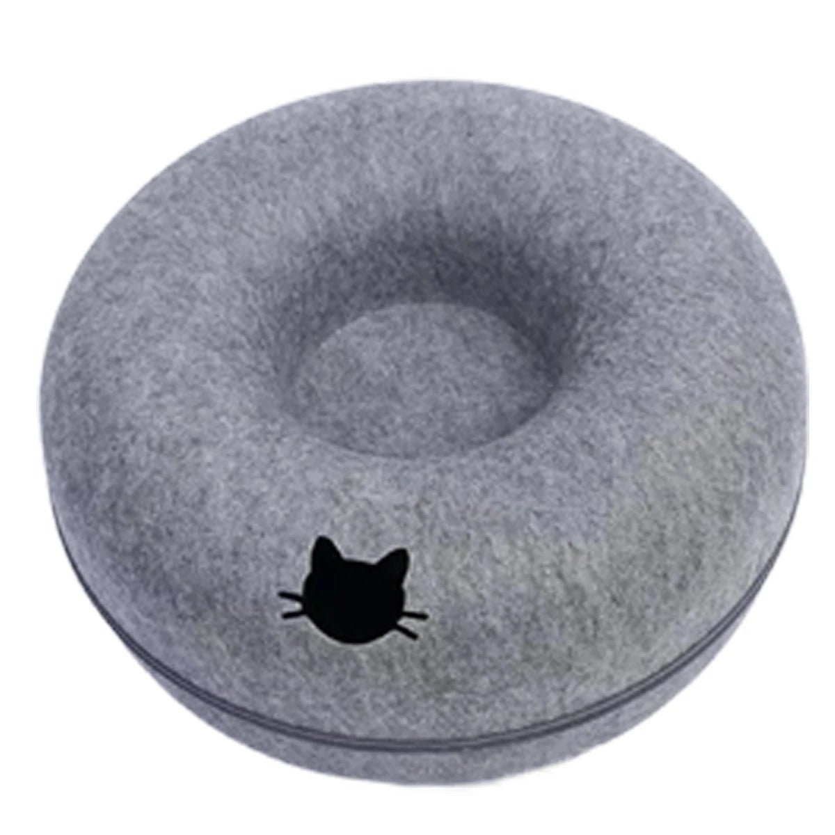 3-in-1 Tunnel Donut Cat Bed – Play, Sleep & Scratch in One Cozy Spot