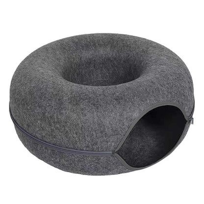 3-in-1 Tunnel Donut Cat Bed – Play, Sleep & Scratch in One Cozy Spot