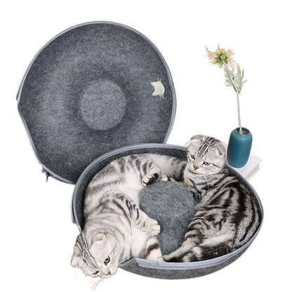 3-in-1 Tunnel Donut Cat Bed – Play, Sleep & Scratch in One Cozy Spot